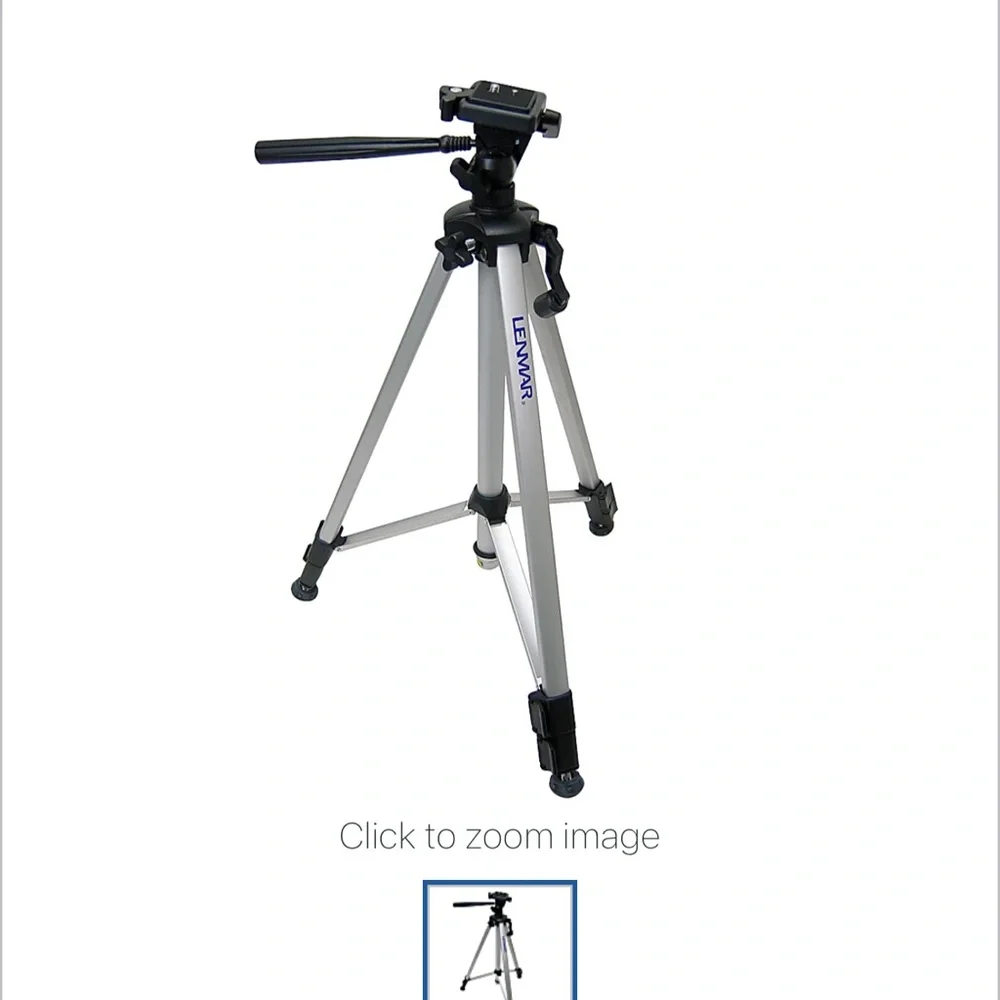 Silver and Black Tripod with Telescoping Legs and Quick-Release Locks